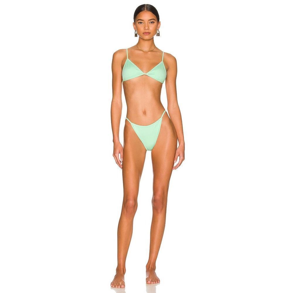 Revolve Peixoto Tinga Triangle Cheeky Bikini Bottom Thin Side Straps Mint Rib XS